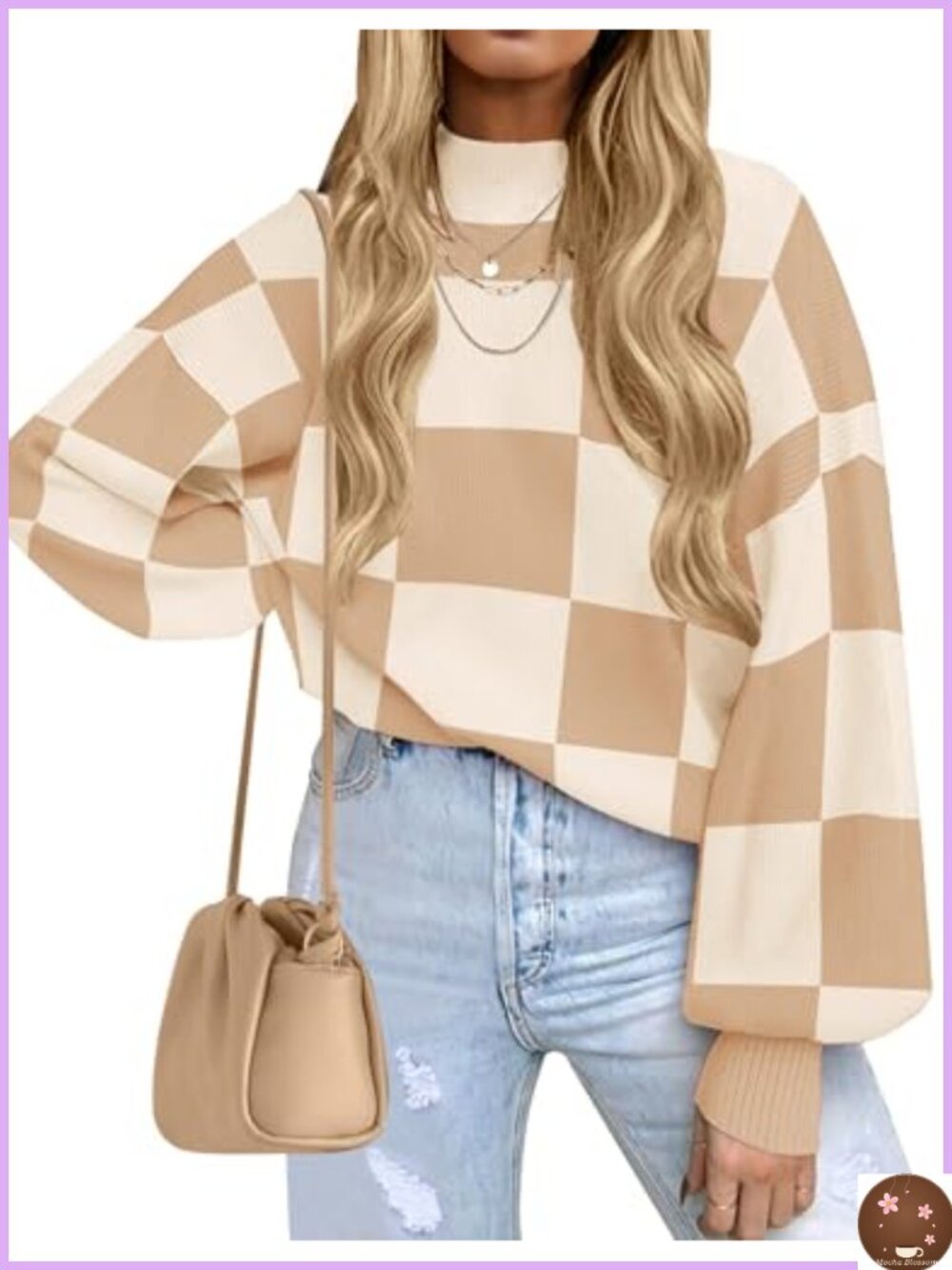 Turtleneck Oversized Knit Pullover Sweater Batwing Sleeve Women